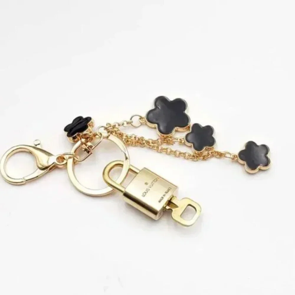 Authentic Louis Vuitton Gold Lock 🔒 Keychain Bag Unbranded Flower Charm LV